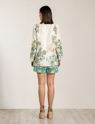 Orin teal glove bustier, jacket and shorts