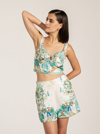Orin teal glove bustier, jacket and shorts