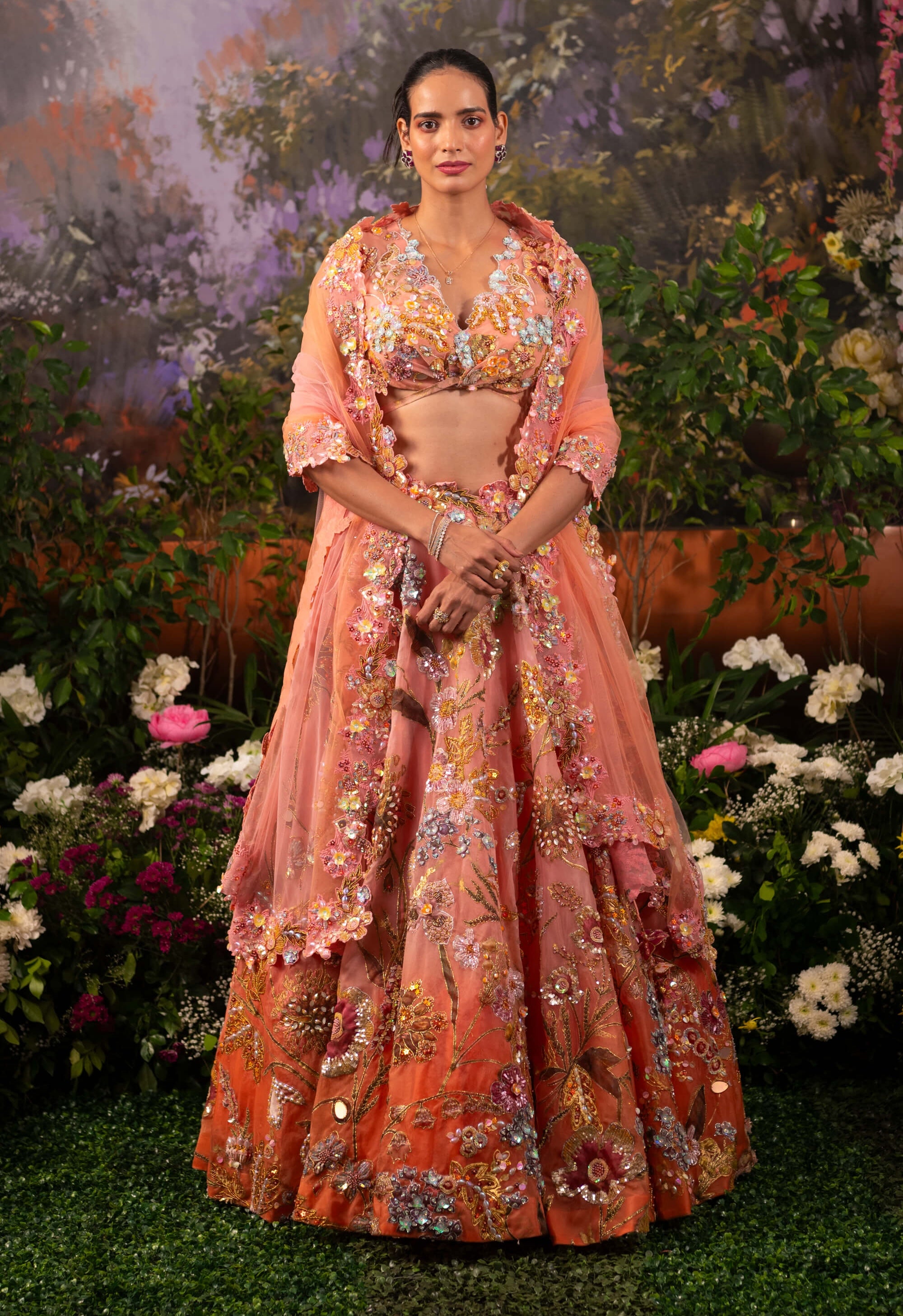 Moledro Coral Pink Zara Lehenga Set | Indiaspopup S Moledro Coral Pink Zara Lehenga Set | Indiaspopup S