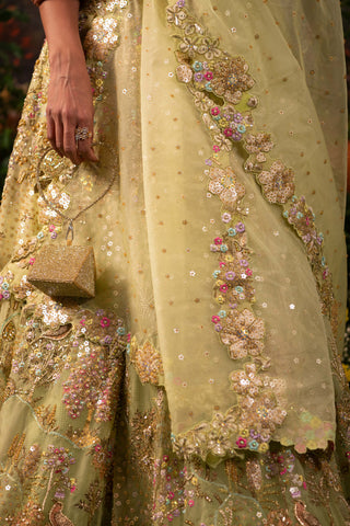 Sage green pariza lehenga set