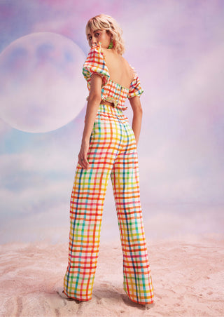 House Of Eda-Maryll Multicolor Crop Top And Pants-INDIASPOPUP.COM