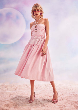 House Of Eda-Kenith Rosewater Pink Halter Dress-INDIASPOPUP.COM