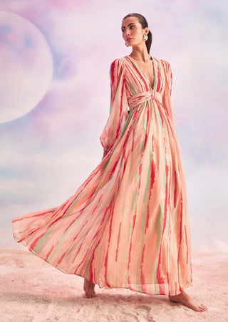 House Of Eda-Nacia Pink Glaze Maxi Dress-INDIASPOPUP.COM