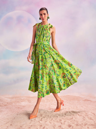 House Of Eda-Harmony Green Zest Dress-INDIASPOPUP.COM