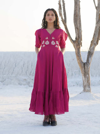 The Loom Art-Raspberry Magenta Dress-INDIASPOPUP.COM