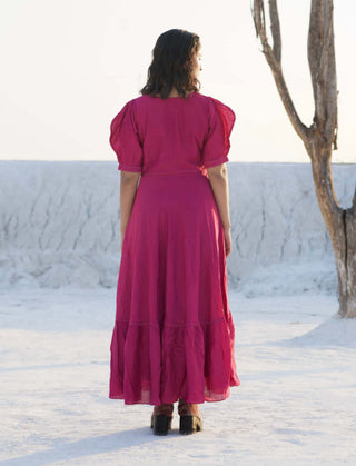 The Loom Art-Raspberry Magenta Dress-INDIASPOPUP.COM