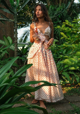 Ivory sea shell crop top and skirt