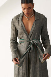 Lihaaz green tunic jacket and pant set