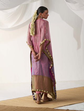 Itrh-Sadabahar Pink Embellished Kaftan Set-INDIASPOPUP.COM