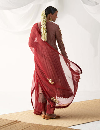 Itrh-Surkh Laal Red Angrakha Set-INDIASPOPUP.COM