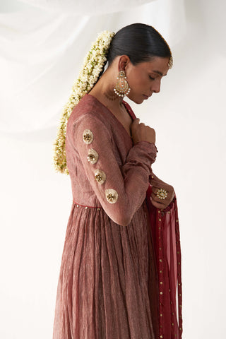 Itrh-Surkh Laal Red Angrakha Set-INDIASPOPUP.COM