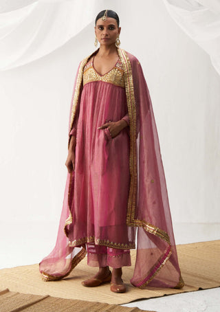 Itrh-Madhumalti Pink Gathered Kurta Set-INDIASPOPUP.COM