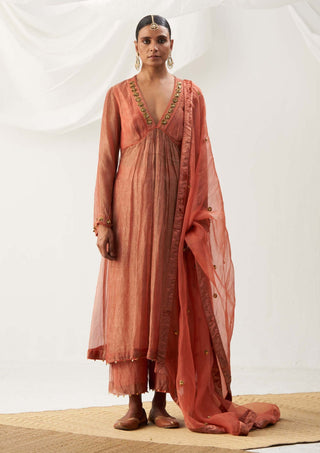 Itrh-Nurvi Peach Kurta Set-INDIASPOPUP.COM