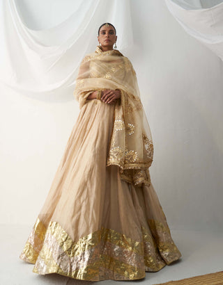 Itrh-Son Champa Beige Gold Lehenga Set-INDIASPOPUP.COM