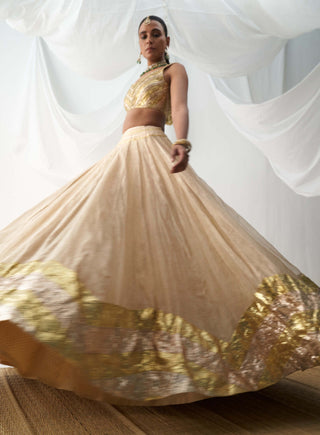 Itrh-Son Champa Beige Gold Lehenga Set-INDIASPOPUP.COM