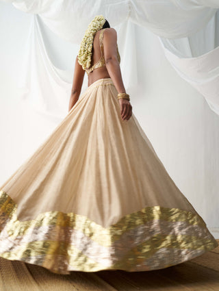 Itrh-Son Champa Beige Gold Lehenga Set-INDIASPOPUP.COM