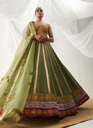 Itrh-Gul-Mehendi Embroidered Lehenga Set-INDIASPOPUP.COM