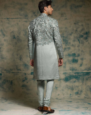 Chateau gray hand embroidered sherwani set