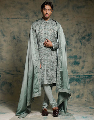 Chateau gray hand embroidered sherwani set