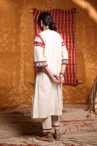 Shivani Bhargava-Ivory Tie Dye Patch Kurta With Pant-INDIASPOPUP.COM