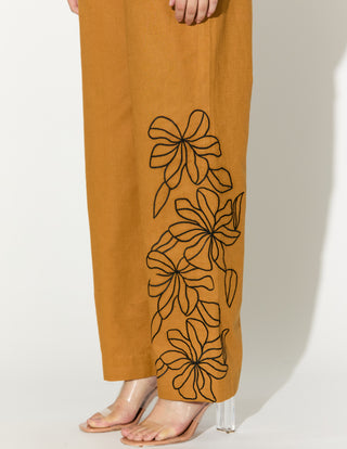 Dark mustard embroidered shirt and pant