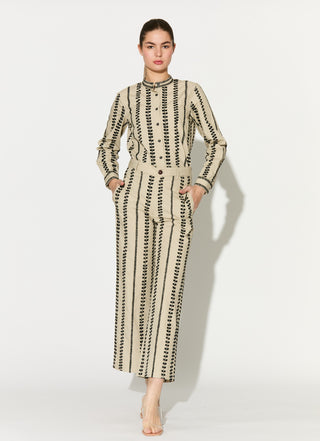 Beige embroidered shirt with pant