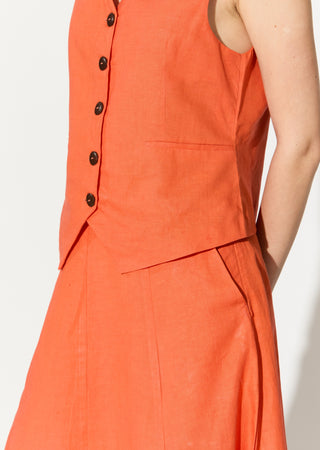 Orange linen waistcoat and skirt