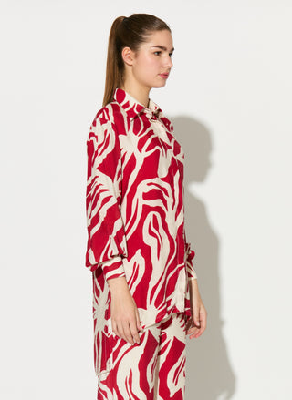 Red and white floral shirt and pants