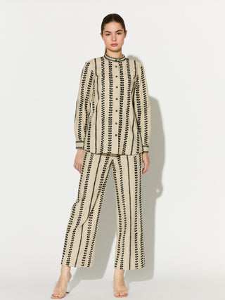 Beige embroidered shirt with pant