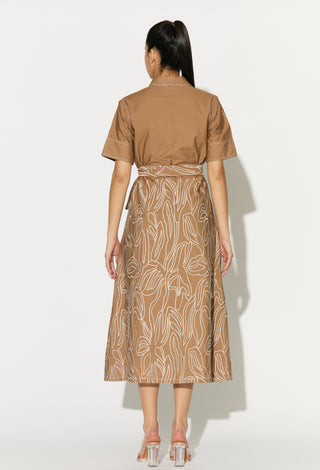 Light brown embroidered shirt dress