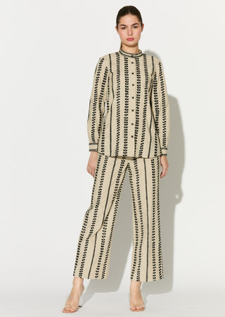 Beige embroidered shirt with pant