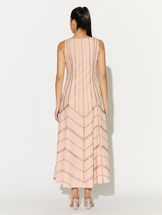 Peach embroidered sleeveless dress