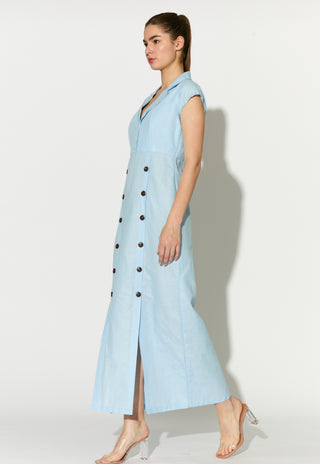 Light blue sleeveless long dress