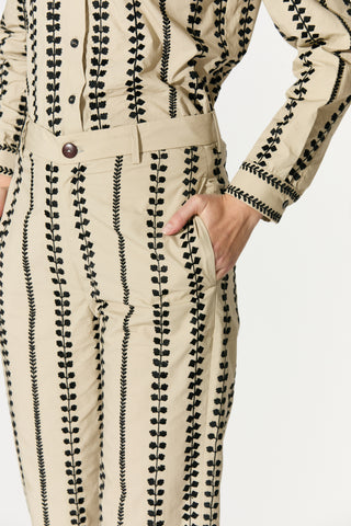 Beige embroidered shirt with pant