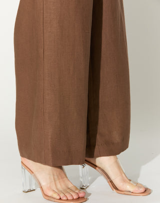 Brown plain waistcoat and pant