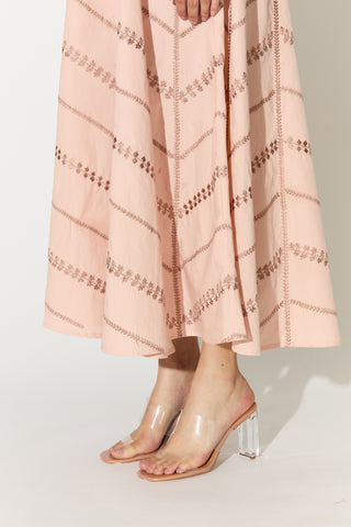 Peach embroidered sleeveless dress