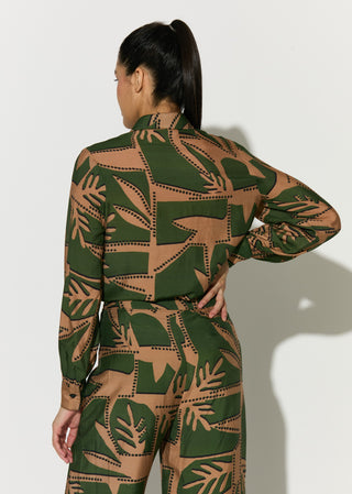 Mint and mustard patterned long shirt and pant