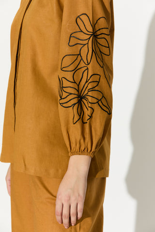 Dark mustard embroidered shirt and pant