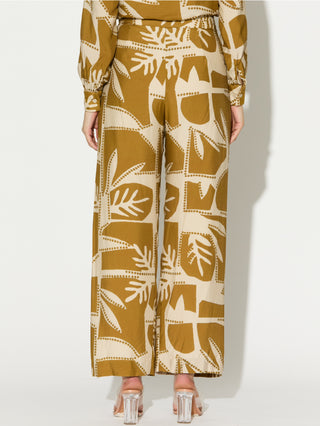 Mustard and off-white patterned shirt and pants