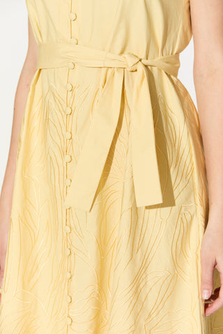 Lemon yellow embroidered dress