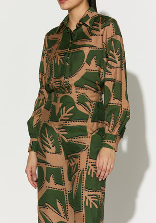 Mint and mustard patterned long shirt and pant