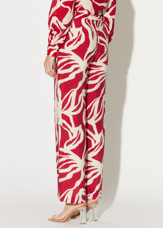 Red and white floral shirt and pants