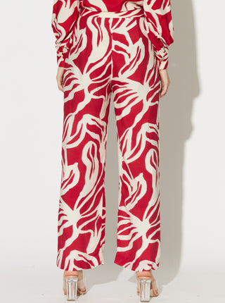 Red and white floral shirt and pants