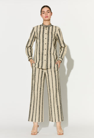 Beige embroidered shirt with pant