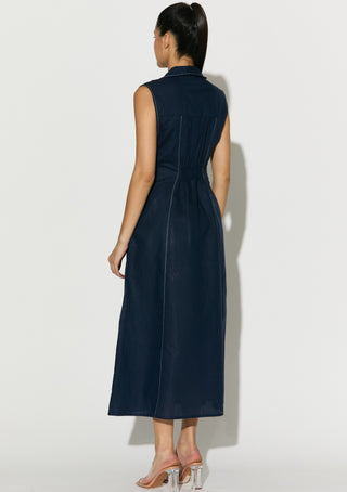 Dark blue sleeveless long dress