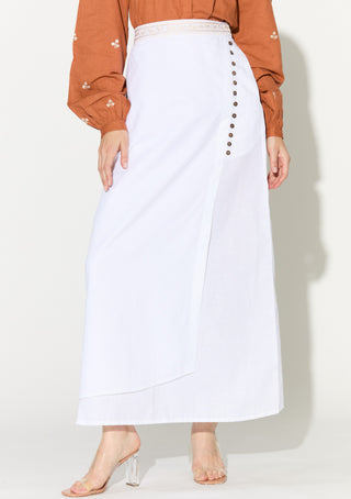 Dark orange embroidered shirt with skirt