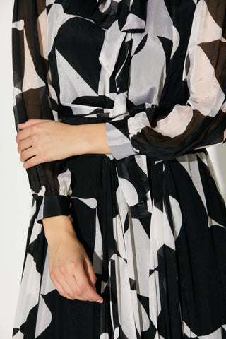 Black and white abstract long dress