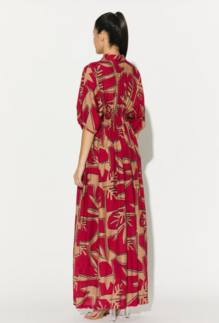 Red and golden patterned dress