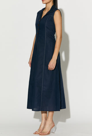 Dark blue sleeveless long dress