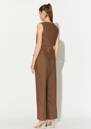 Brown plain waistcoat and pant
